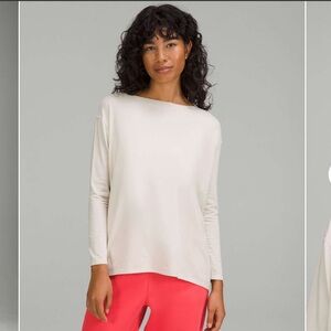 Lululemon Back in Action Long Sleeve Shirt Natural Ivory Cotton Tunic Oversize 6